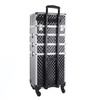 Trousse de maquillage XXXL 4 en 1, valise de maquillage à roulettes pivotantes à 360 degrés, Diamond 3D, noire avec des finitions argentées