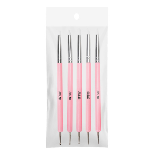 Lot de sondes + applicateurs en silicone pour la pose de paillettes et la décoration des ongles AlleLac, rose, 5 pièces