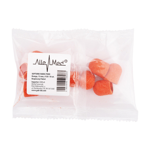 Capuchones para pedicura de 13 mm, gradación 150, 10 unidades, Fabric Podo AlleMed, naranja