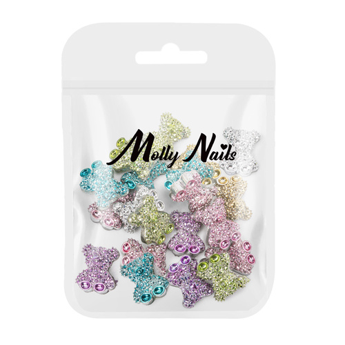 Ozdoby do paznokci misie 3D Molly Nails mix kolorów 20 szt