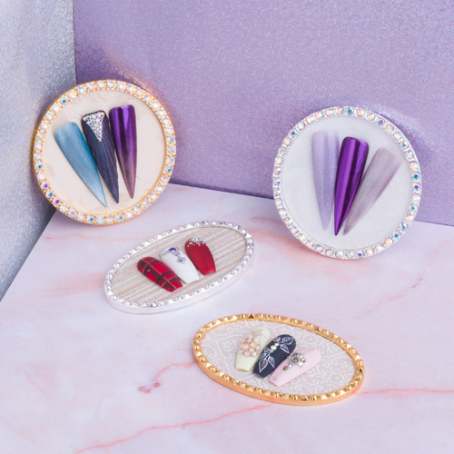 Display frame pad for photos and nail tips CG-07 gold 68 mm