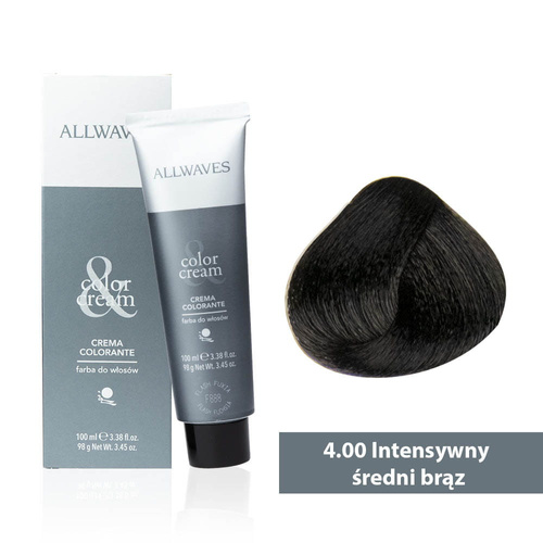 Фарба для волосся Allwaves Cream Color, інтенсивний середньо-коричневий відтінок 4.00, 100 мл