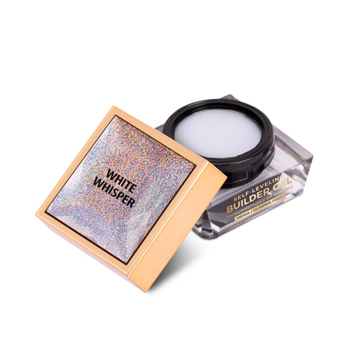 Budujący żel samopoziomujący twardy średniogęsty builder gel self leveling Molly Nails White Whisper HEMA/Di-HEMA Free 15 g