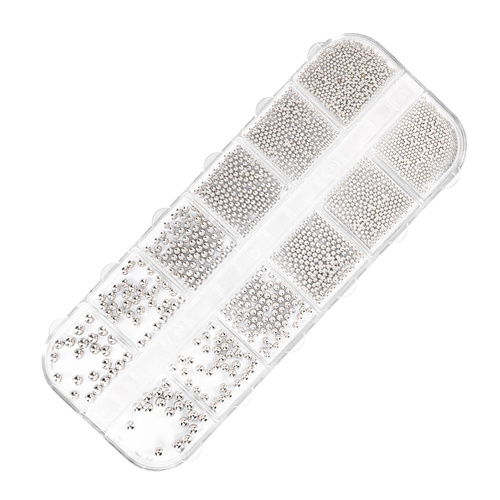 Kasetka z ozdobami bulion Molly Nails srebrny silver 1000 sztuk
