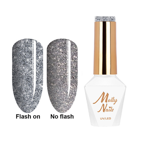 5+1gratis Lakier hybrydowy Molly Nails Flashing Lights Metal Mind HEMA/Di-HEMA Free 8g Nr 565