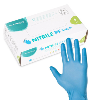 Rękawiczki nitrylowe bezpudrowe Master Glove PF Simple Rozmiar S niebieskie 100 szt