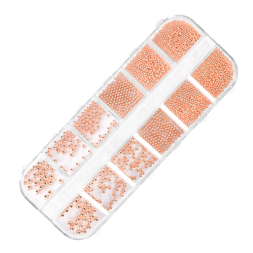 Kasetka z ozdobami bulion Molly Nails różowe złoto rose gold 1000 sztuk