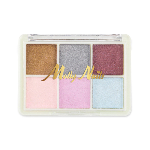 10+1gratis Pyłek do paznokci efekt lustra kasetka 6 kolorów Molly Nails Nr 1