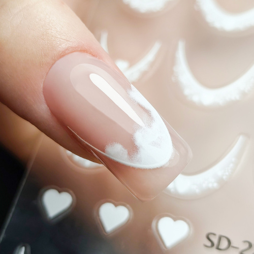 Self-adhesive nail stickers 5D/French/French smile line 20 pcs white SD-2289