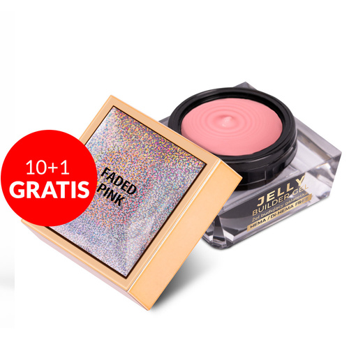 10+1gratis Budujący gęsty żel twardy galaretka Jelly Builder Gel MollyNails Faded Pink HEMA/Di-HEMA Free 50g
