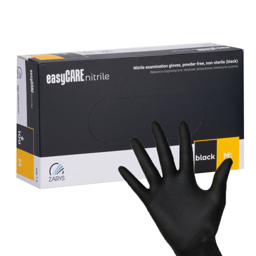 Gants jetables en nitrile à usage diagnostique et de protection Easycare nitrile Black, taille M, noirs, 100 pièces
