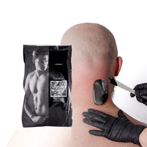 1kg Film wax w dropsach do depilacji dla mężczyzn Italwax Pour Homme Black