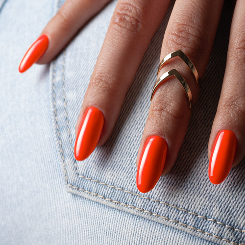 5+1gratis Lakier hybrydowy Molly Nails Neons Dark Orange HEMA/Di-HEMA Free 8g Nr 73