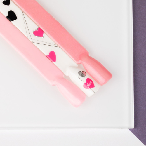 Autocollants pour ongles fins en forme de cœurs Z-D4214, rose