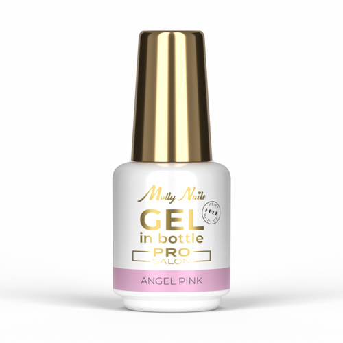 Aufbaugel in der Flasche mit Pinsel „Gel in Bottle“ von MollyNails Pro Salon, Angel Pink, HEMA/Di-HEMA-frei, 15 g