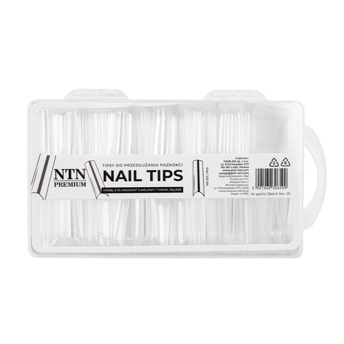 Tipsy do szybkiego przedłużania paznokci Nail Tips NTN Premium kwadrat tunelowy 100 szt