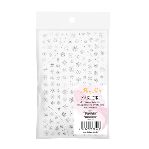 Dünne, selbstklebende Weihnachts-Nagelsticker von Molly Nails F282, silberfarben