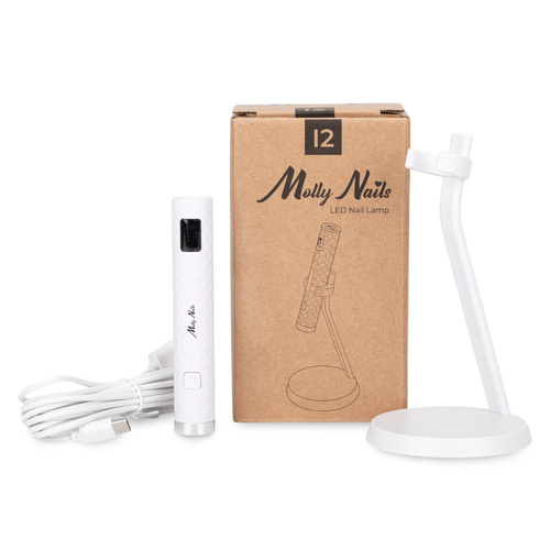 Lampe à ongles LED 5 W Molly Nails pour vernis hybrides, gels et acrylogels, sans fil, blanche, I2, câble de 3 m de long