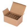 Caja de cartón protectora con estructura de rejilla para 24 botellas, de color marrón