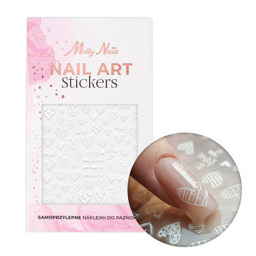 Adhesivos para uñas autoadhesivos de San Valentín, blancos, F926 MollyNails