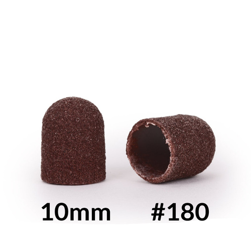 Capuchones abrasivos para pedicura con interior de algodón, 10 mm, grano 180, color marrón, AlleMed, 10 unidades