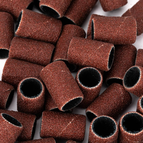 Kapturki do manicure i pedicure mandrele nakładki ścierne cylinder 6mm gradacja 180 AlleMed brązowe 50 szt