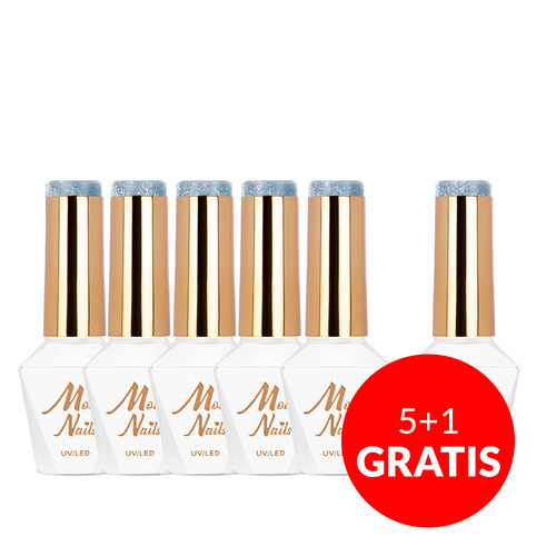 5+1 gratis Smalto ibrido Molly Nails Cat Eye Womanity Maledives senza HEMA/Di-HEMA 8 g n. 446
