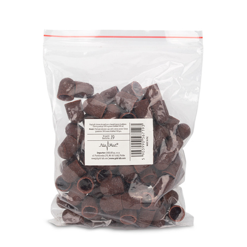 Abrasive caps for pedicure with cotton center, 13 mm, 100 grit, brown, AlleMed, 100 pcs.