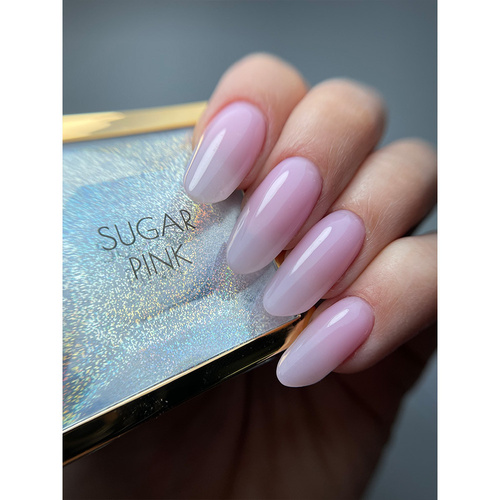 Gel de renforcement pour ongles sans HEMA/Di-HEMA, à l'huile d'arbre à thé MollyLac HerbaLine Sugar Pink par Gosia Kruś, 50 g