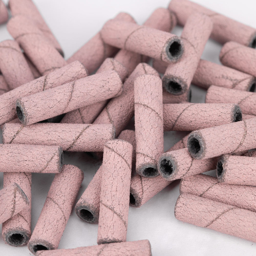 Manicure and pedicure caps, mandrels, abrasive caps, long cylinder, 3 mm, 240 grit, pink, 50 pcs.