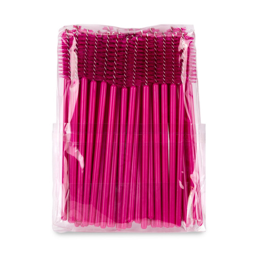 Brosse à cils en nylon rose - bâtonnet rose, 50 pièces