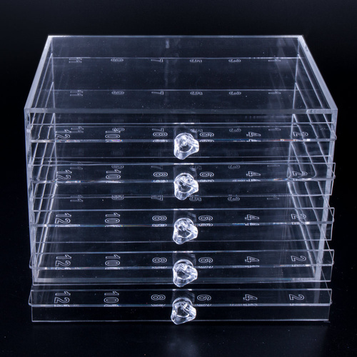 Expositor acrílico con cajones para uñas postizas o plantillas