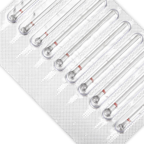 Zestaw frezów diamentowych kulka 4 mm czerwony delikatny 10 szt