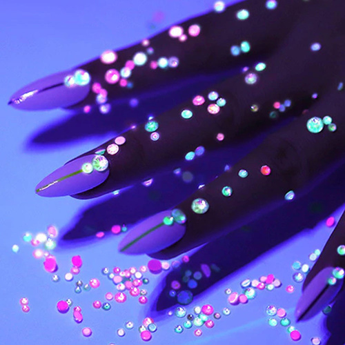 GLOW night glow-in-the-dark rhinestones, mix of sizes, No. 6, approx. 250 pcs.