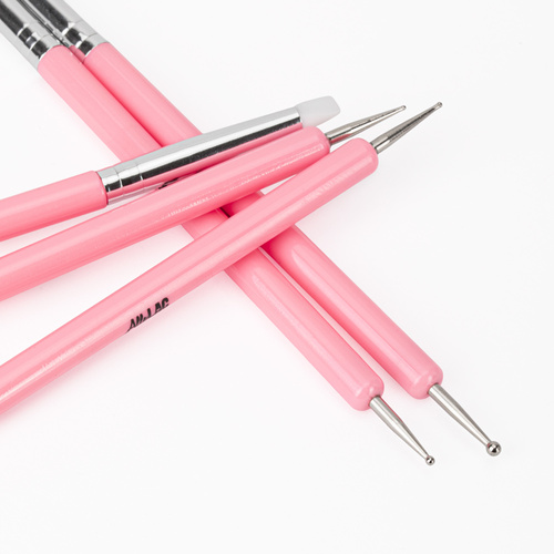 Lot de sondes + applicateurs en silicone pour la pose de paillettes et la décoration des ongles AlleLac, rose, 5 pièces