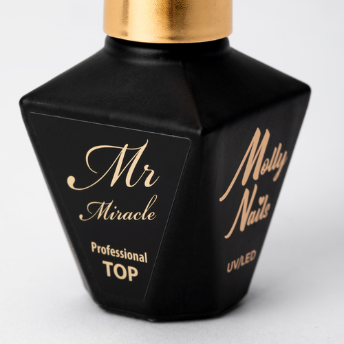 10+1gratis Top no wipe Mr Miracle Molly Nails do lakierów hybrydowych nie przyjmujący pigmentu Clear HEMA/Di-HEMA Free 10g