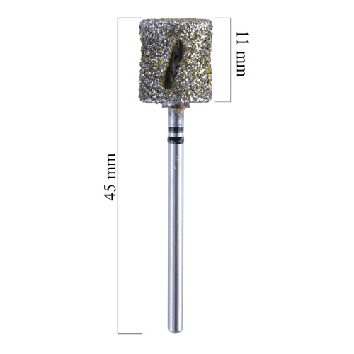 Fraise podologique à vide, diamantée, cylindrique, à pointe acérée DA10