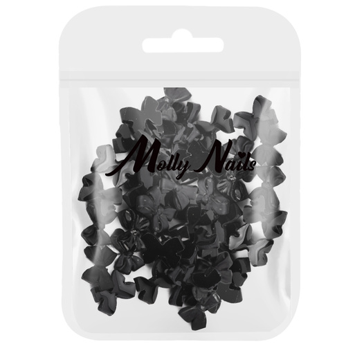 Decorazioni per unghie a forma di fiocco 3D Molly Nails, nere, 100 pezzi