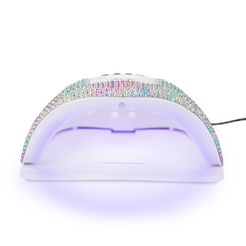 LED/UV-лампа для нігтів 150 Вт Molly Nails для гібридних лаків, гелів та акрилогелів, з цирконом crystal silver holo X5 MAX