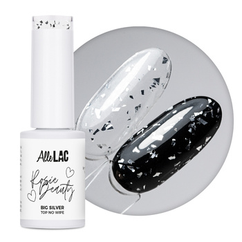 Top z efektem ciętej folii big silver top no wipe AlleLac x Rosie Beauty 6g