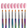 Set de 8 pinceaux pour ombré et décorations, manche arc-en-ciel