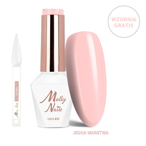 Smalto ibrido LED/UV Gel Polish Business Class n. 314 Soft Cotton MollyNails senza HEMA/Di-HEMA 8 g + Campionario Nudes in OMAGGIO