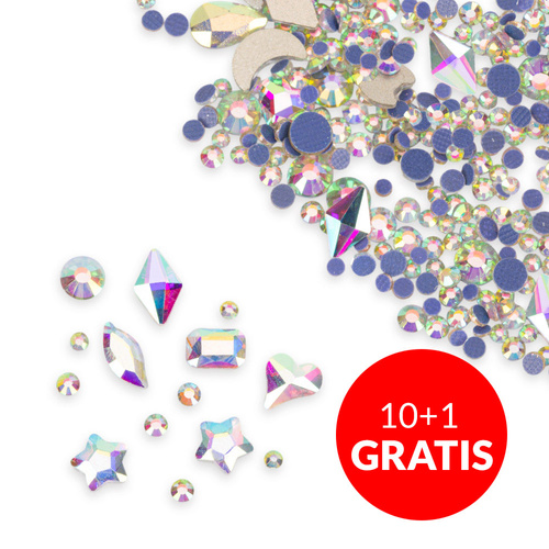 Décorations pour ongles MollyNails : strass « crystal AB » assortis, lot de 150 pièces