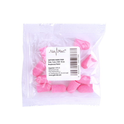 Kapturki do pedicure 7 mm gradacja 180 10 szt Fabric Podo AlleMed Różowy Pink