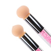 Pennello a doppia faccia con spugna per ombre e nail art, con strass rosa