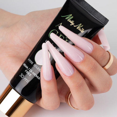11+1 безкоштовно Акрилогель Polygel — гель для нарощування AcrylGel Molly Nails, без HEMA/Di-HEMA, Pink Sparkle, 30 мл