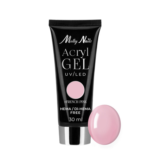 Акрилогель Polygel — гель для нарощування нігтів AcrylGel Molly Nails, без HEMA/Di-HEMA, French Pink, 30 мл