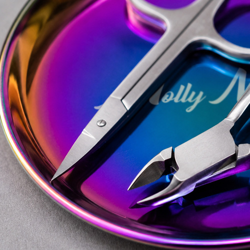 MollyNails Round Rainbow Metal Tool Tray