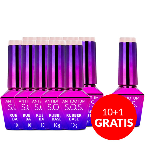 10+1gratis Baza kauczukowa elastyczne paznokcie S.O.S. Antidotum Molly Nails Fluffy Marshmallow 10g
