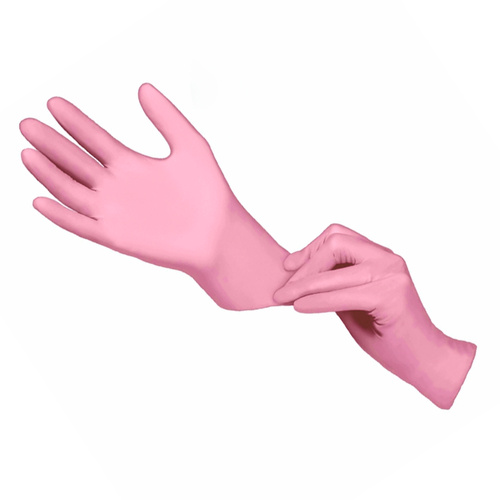 Guantes desechables de nitrilo para diagnóstico y protección Diamante, talla S, color rosa, 100 unidades